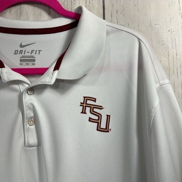 Nike Dri Fit Mens Florida State Seminoles Short Sleeves Polo Shirt White - Picture 3 of 16